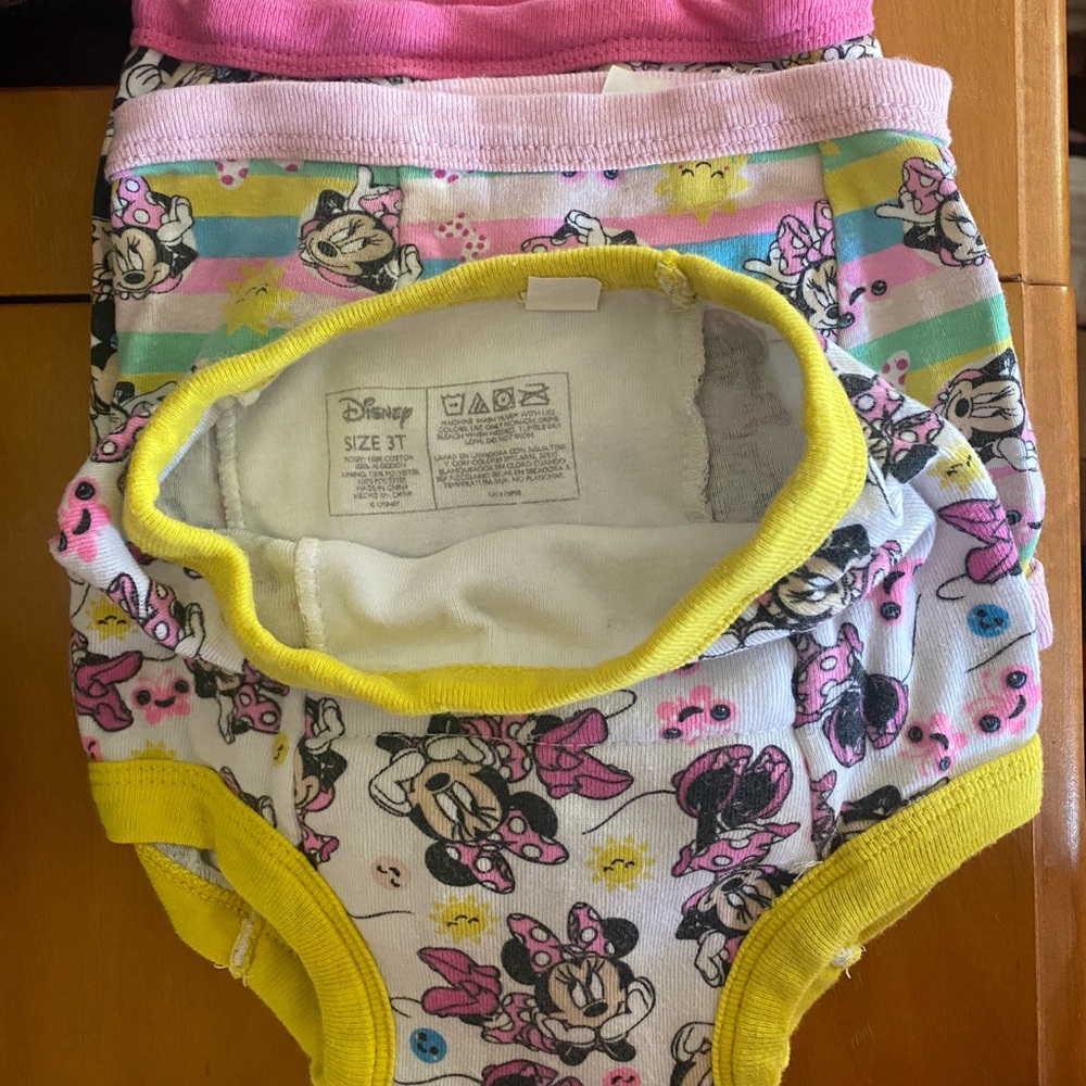 Disney Minnie Mouse Kids Overnight Protection Underwear 3 - Pink, Yellow, Multi